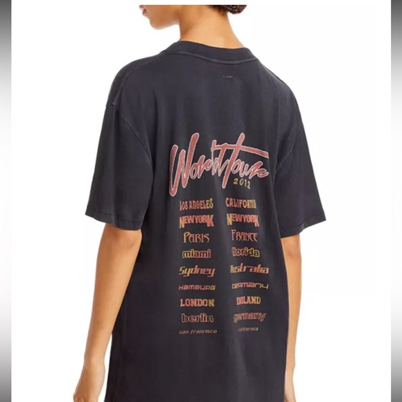 Anine Bing Walker Panther Cat Organic Cotton Distressed Vintage Charcoal Tee - Picture 8 of 9